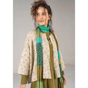 Woven “Bodil” blouse in linen dark natural/patterned